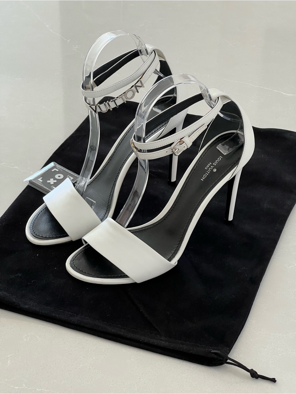 Louis Vuitton Strapy White Leather Ankle-Strap Stiletto Sandals Size 38